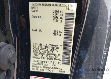 2011 Nissan Altima 3.5 Sr from USA, damaged, VIN 1N4BL2EP9BC175291